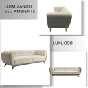 Ver imagem 6 de Sofá 3 Lugares 240cm Retrô Pés de Madeira Luxo Premium Estofado Bouclé Névoa Courino Cinza P/ Sala