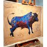 Quadro Touro Bullish Pintura Original 100 X 130 Cm Joarez Filho Bullish, Bull, Touro, Mercado de Açõ - 11