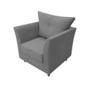 Ver imagem 3 de Kit Namoradeira + 1 Poltrona Decorativa Isis Suede Cinza Pés Madeira Ms Decor