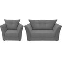 Ver imagem 1 de Kit Namoradeira + 1 Poltrona Decorativa Isis Suede Cinza Pés Madeira Ms Decor