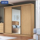Ver imagem 1 de Guarda-Roupa 3 Portas de Correr 4 Gavetas com 1 Espelho 100% MDF Imperial New Marrom/Angelin/Duna