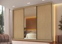 Ver imagem 1 de Guarda-Roupa 3 Portas de Correr 4 Gavetas com 1 Espelho 100% MDF Imperial New Marrom/Angelin/Duna