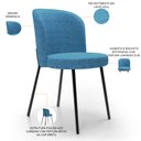 Ver imagem 4 de Kit 3 Cadeiras para Sala de Jantar Cozinha Estofada Gavi L02 Linho Azul - Lyam Decor