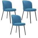 Ver imagem 1 de Kit 3 Cadeiras para Sala de Jantar Cozinha Estofada Gavi L02 Linho Azul - Lyam Decor