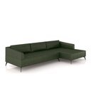 Ver imagem 2 de Sofá Bipartido Sala de Estar Kiara 292cm Chaise Direito Pés de Ferro Couro Verde Manchado G52 - Gran