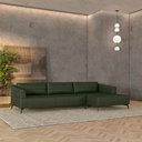 Ver imagem 1 de Sofá Bipartido Sala de Estar Kiara 292cm Chaise Direito Pés de Ferro Couro Verde Manchado G52 - Gran