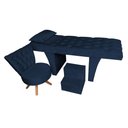 Ver imagem 1 de Kit Maca Estética Reta Capitonê com Mocho e Escadinha 80 Cm Bege Slk Decor Azul Royal