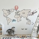 Ver imagem 1 de Adesivo de Parede Mapa-Múndi  Infantil Aviões e Balões-Especial 122x227cm