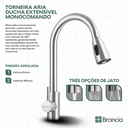 Ver imagem 2 de Torneira Cozinha Gourmet Monocomando Bancada Ducha Extensível Escovado Metal ABS Flexível Qualidade