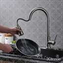 Ver imagem 4 de Torneira Cozinha Gourmet Monocomando Bancada Ducha Extensível Escovado Metal ABS Flexível Qualidade