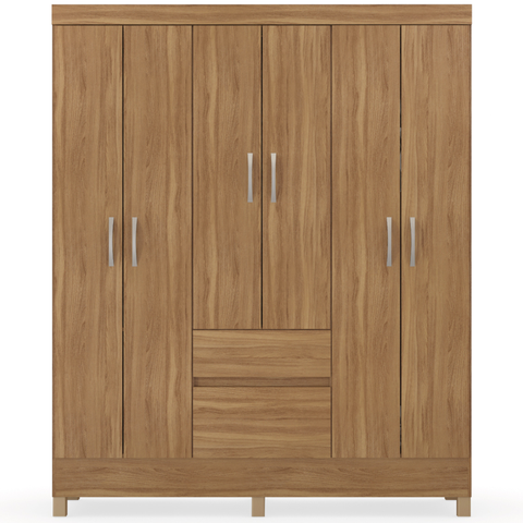 Guarda Roupa Casal 6 Portas 2 Gavetas 149 cm Fast Amendola Touch