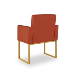 Kit 02 Poltronas Recepção Cor Terracota - Base Ferro Dourado - 4