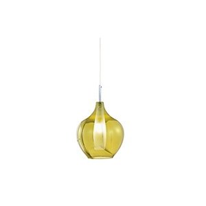 Pendente em Vidro Translúcido Dourado e Interior em Vidro Branco Mart