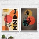 Ver imagem 1 de Kit 2 Quadros Decorativos Jazz 33x24cm:Madeira preta