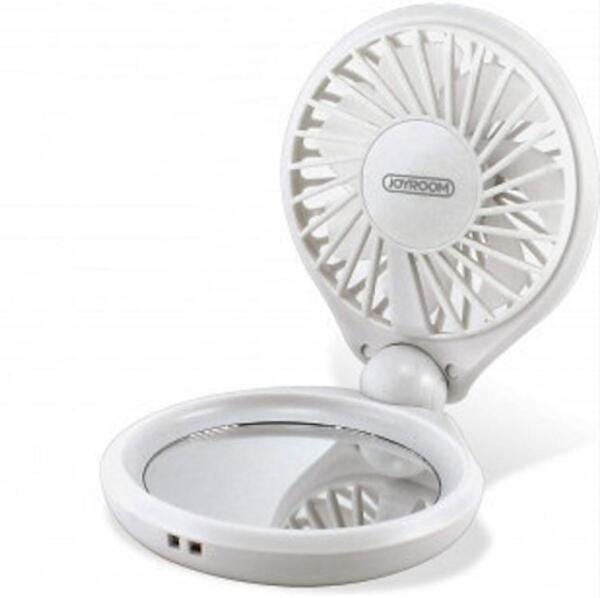 Mini Ventilador com Espelho de Maquiagem - Joyroom-Branco - 1