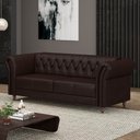 Ver imagem 1 de Sofá Living Sala de Estar Stanford Chesterfield 2 Lugares 180cm Pés de Madeira Couro Wine Vinho G58