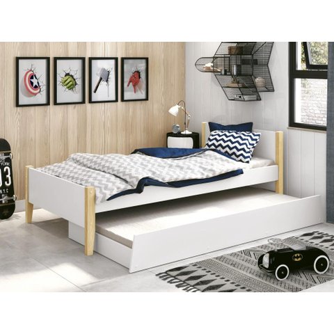 Cama de Solteiro com Auxiliar Reller Simba – Branco Fosco – 11204 / 11355
