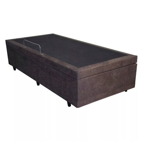 Base Box Bau Solteiro Premium Santo Box Suede 47x78x188:marrom