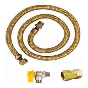 Kit Instalação Gás Encanado Mangueira 80cm Registro Adaptado
