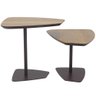 Conjunto de Mesa Lateral Klaus Tampo Louro Feijó e Base Aço Corten - 67808 - 1