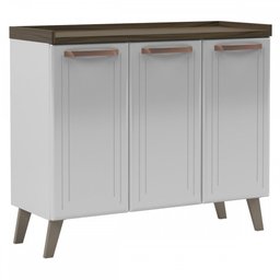 Balcão Buffet em Aço 3 Portas Branco/nogueira 800513 - Telasul - 2