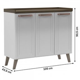 Balcão Buffet em Aço 3 Portas Branco/nogueira 800513 - Telasul - 4