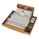 Ver imagem 4 de Cama Queen 4 Gavetas e Cabeceira Nicho com LED MDF Aurora Yescasa Marrom/Carvalho Hanover