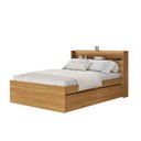 Ver imagem 2 de Cama Queen 4 Gavetas e Cabeceira Nicho com LED MDF Aurora Yescasa Marrom/Carvalho Hanover