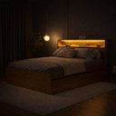 Ver imagem 5 de Cama Queen 4 Gavetas e Cabeceira Nicho com LED MDF Aurora Yescasa Marrom/Carvalho Hanover