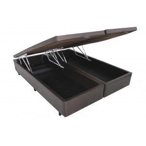 Cama Box Baú Bipartido Casal Premium 138x188x040 com 4 Articulações - Corino Marrom