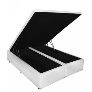 Cama Box Baú Bipartido Casal Premium 138x188x040 Corino Branco
