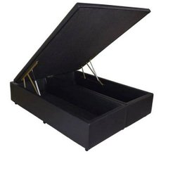 Cama Box Baú Bipartido Queen 158x198x040 Premium Corino Preto - 1