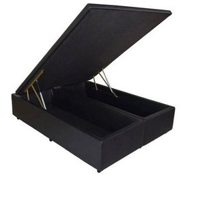 Cama Box Baú Bipartido Queen 158x198x040 Premium Corino Preto