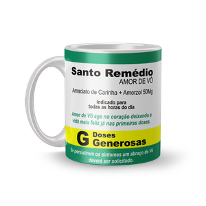 Caneca Divertida de Porcelana com Estampa de Remédios Amor de Vô