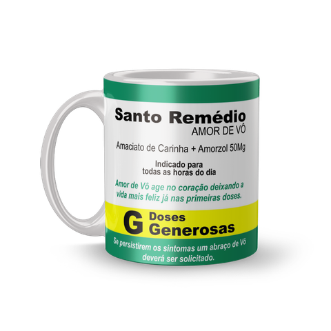 Caneca Divertida de Porcelana com Estampa de Remédios Amor de Vô
