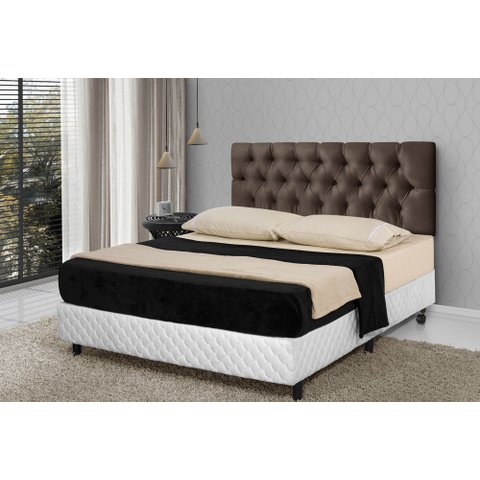 Cabeceira de Cama Estofada Queen 160cm Marrom Capitone- Rede Móveis