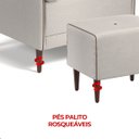 Ver imagem 4 de Kit 2 Poltrona com Puff Eloah Linho Gelo 4 Almofada Solta Pés Palito Castanho - Arkell