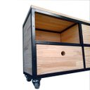 Ver imagem 5 de Rack Industrial com 4 Gavetas e 1 Nicho - Ferro Preto Eletrostático e Madeira Pinus Marítimo