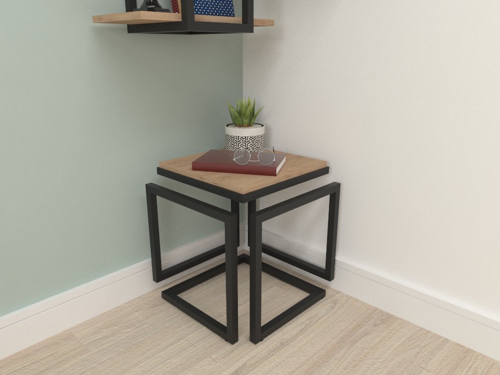 Mesa Lateral Cubo Metalon Preto - 4