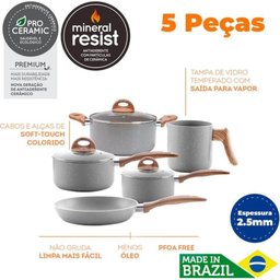 Conjunto de Panelas Ceramic Life Easy Brinox 5 Peças - 5