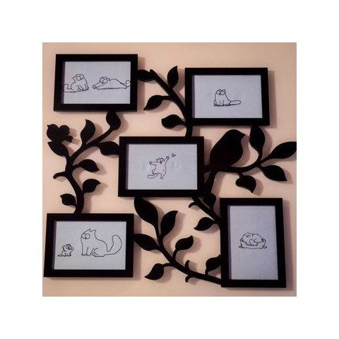 Porta Retrato de Parede em MDF - Cor Preta