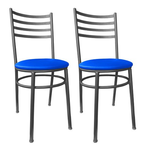 Kit Conjunto 2 Cadeiras para Cozinha Mesa Jantar Bar Lanchonete Restaurante Preta Estofado Azul