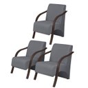 Ver imagem 1 de Kit com 3 Poltronas Decorativas 1 Lugar Vênus D Salla Suede Grafite