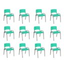 Ver imagem 1 de Kit 12 Cadeiras Infantil Iso, Escola, Base Cinza- Verde Água