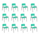 Ver imagem 1 de Kit 12 Cadeiras Infantil Iso, Escola, Base Cinza- Verde Água