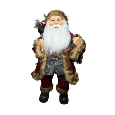 Papai Noel Casaco Veludo Guirlanda Vinho 80cm 30346