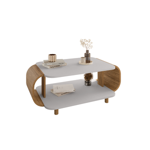 Mesa Centro Bechara Floripa Apoio Mesinha Decorativa Sala Porta Objetos Quadros Off-cinza/cinamomo