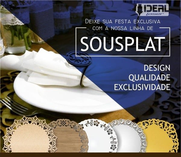 Kit 10 unidades Sousplat Supla Mdf Amadeirado 38cm SP060MD - 4