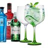 Jogo 2 Taças Gin Colorida Vidro Haste Verde  705ml - 1