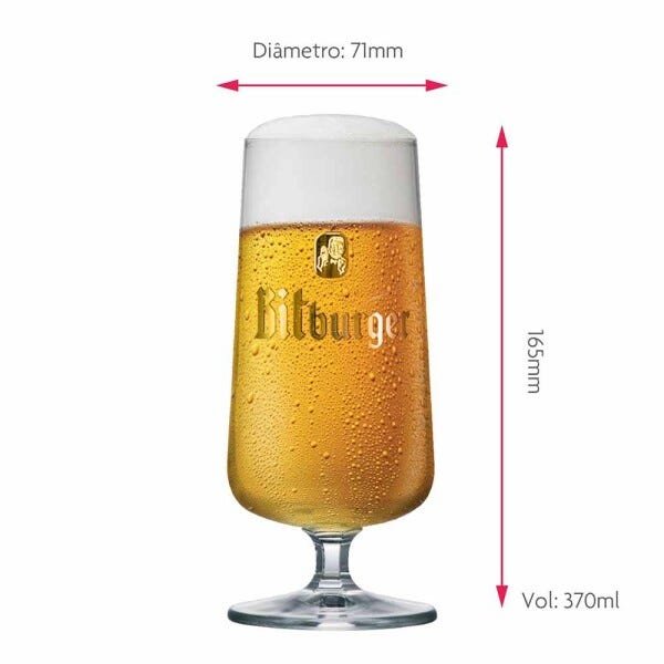 Jogo de Taças de Cerveja Frases Bitburger Cristal 370ml - 3